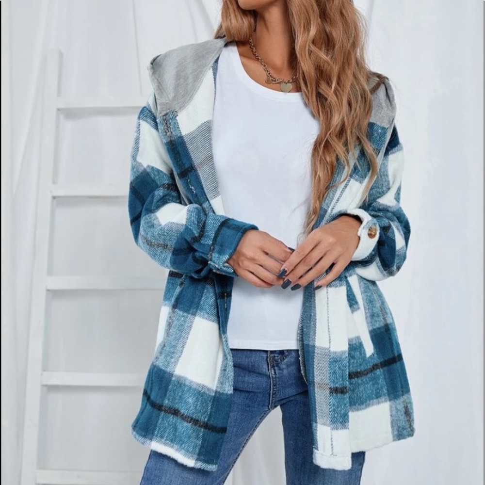 Plaid flannel hoodie jacket - Picture 2 of 6